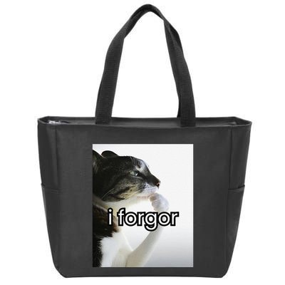 Funny Silly Cat Meme I Forgor Cringe Brainrot Meme Gift Zip Tote Bag