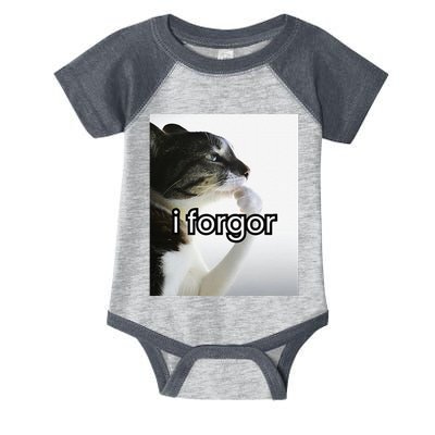 Funny Silly Cat Meme I Forgor Cringe Brainrot Meme Gift Infant Baby Jersey Bodysuit