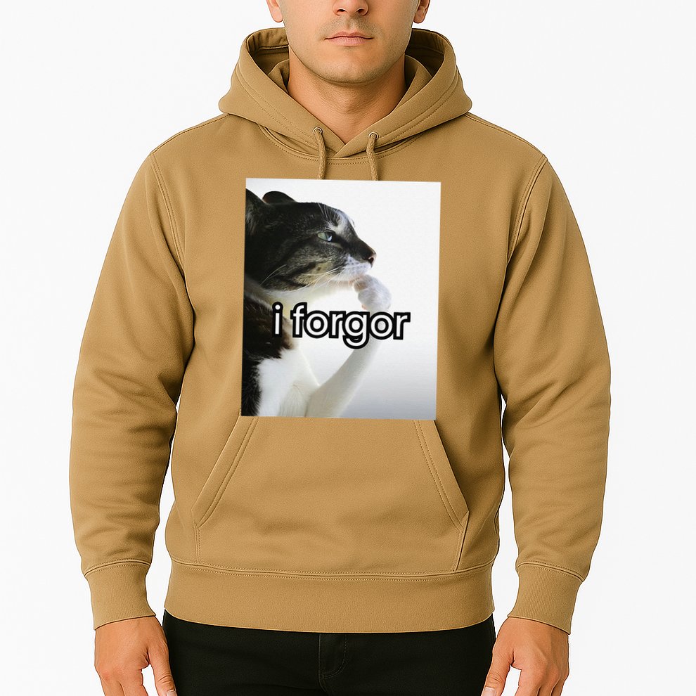 Funny Silly Cat Meme I Forgor Cringe Brainrot Meme Gift Hoodie