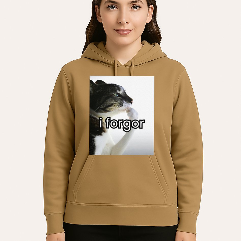 Funny Silly Cat Meme I Forgor Cringe Brainrot Meme Gift Hoodie