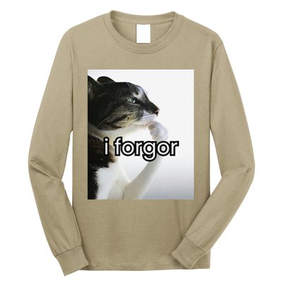 Funny Silly Cat Meme I Forgor Cringe Brainrot Meme Gift Long Sleeve Shirt
