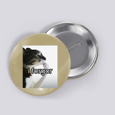 Funny Silly Cat Meme I Forgor Cringe Brainrot Meme Gift Button