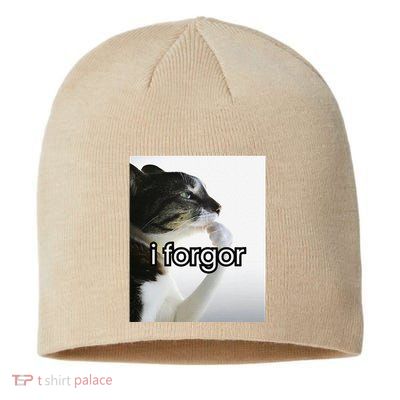 Funny Silly Cat Meme I Forgor Cringe Brainrot Meme Gift Sustainable Beanie