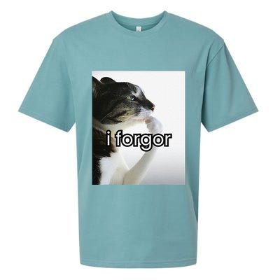 Funny Silly Cat Meme I Forgor Cringe Brainrot Meme Gift Sueded Cloud Jersey T-Shirt