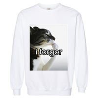 Funny Silly Cat Meme I Forgor Cringe Brainrot Meme Gift Garment-Dyed Sweatshirt