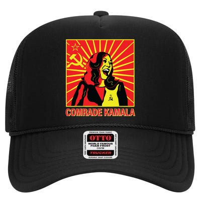 Fun Socialist Comrade Kamala Commie La Harris 2024 Kammunism High Crown Mesh Back Trucker Hat