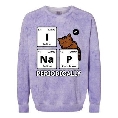 Funny Science Cat I Nap Periodically Cats Lovers Chemistry Colorblast Crewneck Sweatshirt