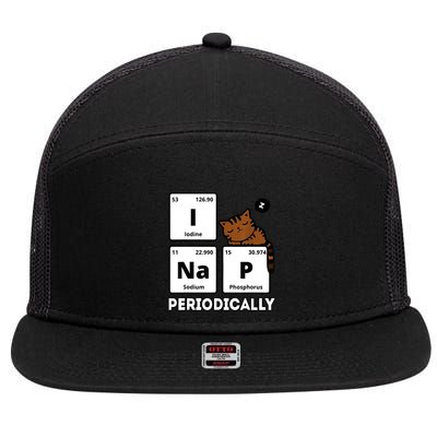 Funny Science Cat I Nap Periodically Cats Lovers Chemistry 7 Panel Mesh Trucker Snapback Hat