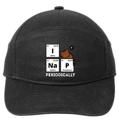 Funny Science Cat I Nap Periodically Cats Lovers Chemistry 7-Panel Snapback Hat