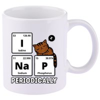 Funny Science Cat I Nap Periodically Cats Lovers Chemistry 11oz C Handle Ceramic Mug