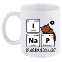 Funny Science Cat I Nap Periodically Cats Lovers Chemistry 11oz C Handle Ceramic Mug
