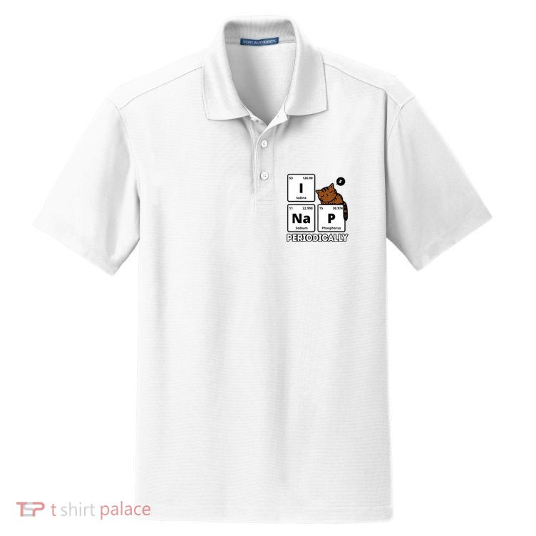 Funny Science Cat I Nap Periodically Cats Lovers Chemistry Dry Zone Grid Polo
