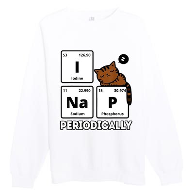 Funny Science Cat I Nap Periodically Cats Lovers Chemistry Premium Crewneck Sweatshirt