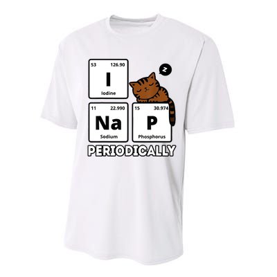 Funny Science Cat I Nap Periodically Cats Lovers Chemistry Performance Sprint T-Shirt