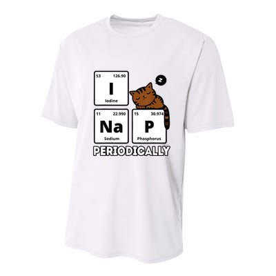 Funny Science Cat I Nap Periodically Cats Lovers Chemistry Youth Performance Sprint T-Shirt