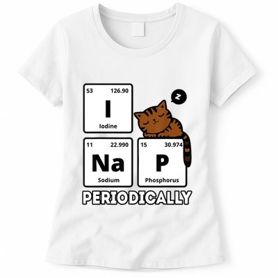 Funny Science Cat I Nap Periodically Cats Lovers Chemistry Womens T-Shirt