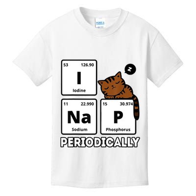 Funny Science Cat I Nap Periodically Cats Lovers Chemistry Kids T-Shirt