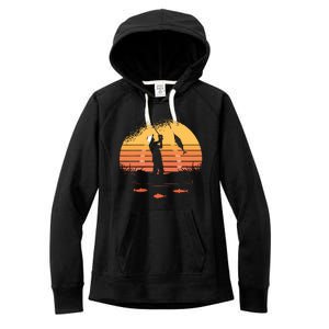 Fisherman Sunset Catching A Fish & View Beneath The Water Women's Fleece Hoodie