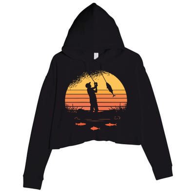 Fisherman Sunset Catching A Fish & View Beneath The Water Crop Fleece Hoodie