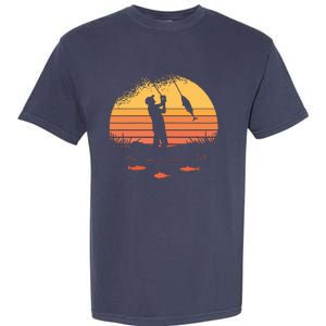 Fisherman Sunset Catching A Fish & View Beneath The Water Garment-Dyed Heavyweight T-Shirt