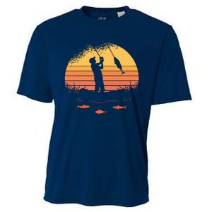 Fisherman Sunset Catching A Fish & View Beneath The Water Cooling Performance Crew T-Shirt