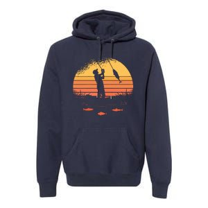 Fisherman Sunset Catching A Fish & View Beneath The Water Premium Hoodie