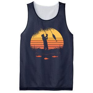 Fisherman Sunset Catching A Fish & View Beneath The Water Mesh Reversible Basketball Jersey Tank