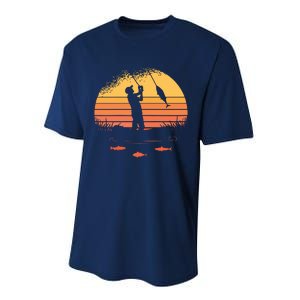 Fisherman Sunset Catching A Fish & View Beneath The Water Performance Sprint T-Shirt