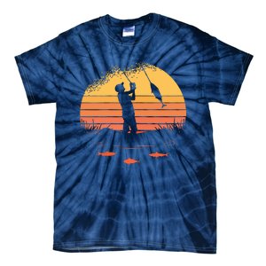 Fisherman Sunset Catching A Fish & View Beneath The Water Tie-Dye T-Shirt