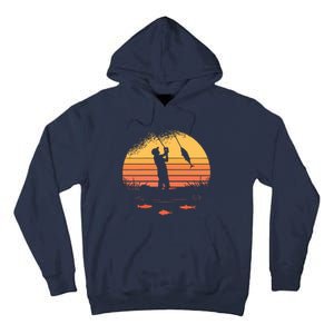 Fisherman Sunset Catching A Fish & View Beneath The Water Tall Hoodie