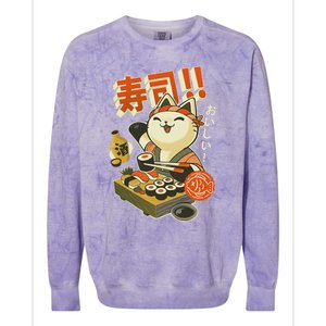 Funny Sushi Cat Chef Colorblast Crewneck Sweatshirt