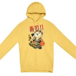 Funny Sushi Cat Chef Premium Pullover Hoodie