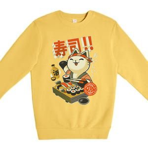 Funny Sushi Cat Chef Premium Crewneck Sweatshirt