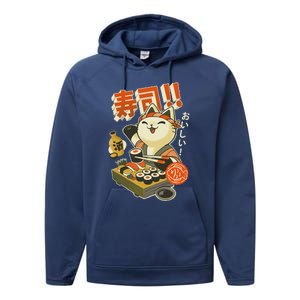 Funny Sushi Cat Chef Performance Fleece Hoodie