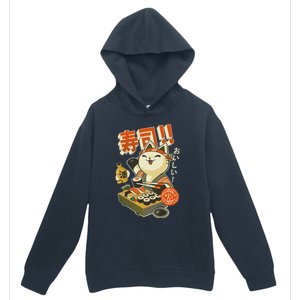 Funny Sushi Cat Chef Urban Pullover Hoodie