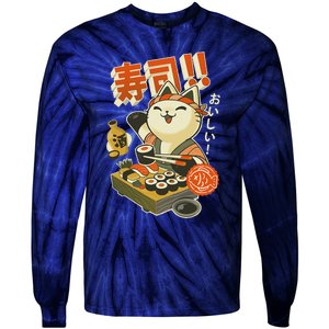 Funny Sushi Cat Chef Tie-Dye Long Sleeve Shirt