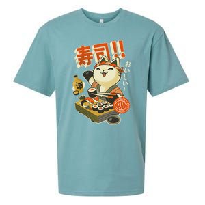 Funny Sushi Cat Chef Sueded Cloud Jersey T-Shirt