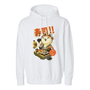 Funny Sushi Cat Chef Garment-Dyed Fleece Hoodie