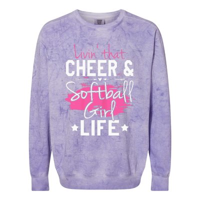 Funny Softball Cheer Lover Graphic Women Cheerleader Colorblast Crewneck Sweatshirt