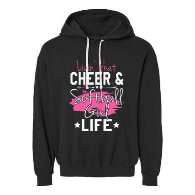 Funny Softball Cheer Lover Graphic Women Cheerleader Garment-Dyed Fleece Hoodie