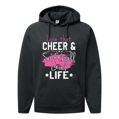 Funny Softball Cheer Lover Graphic Women Cheerleader Performance Fleece Hoodie