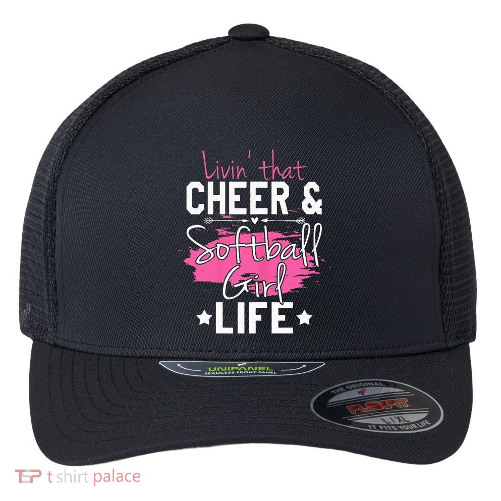 Funny Softball Cheer Lover Graphic Women Cheerleader Flexfit Unipanel Trucker Cap