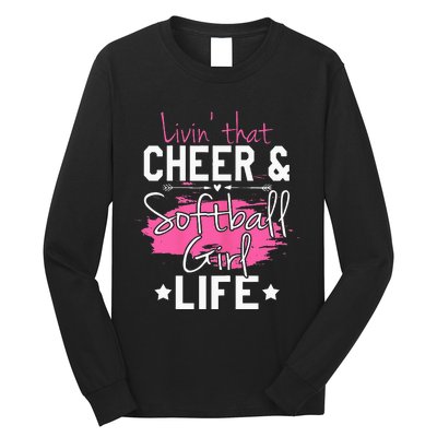 Funny Softball Cheer Lover Graphic Women Cheerleader Long Sleeve Shirt