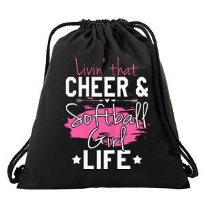 Funny Softball Cheer Lover Graphic Women Cheerleader Drawstring Bag