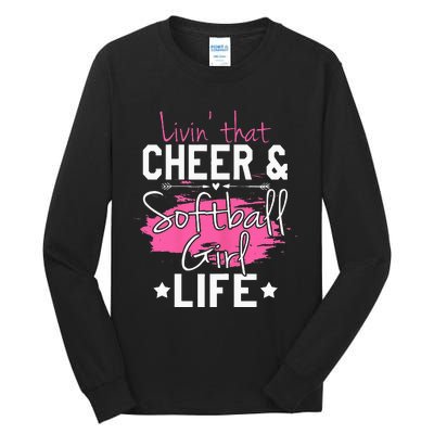 Funny Softball Cheer Lover Graphic Women Cheerleader Tall Long Sleeve T-Shirt