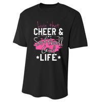 Funny Softball Cheer Lover Graphic Women Cheerleader Performance Sprint T-Shirt