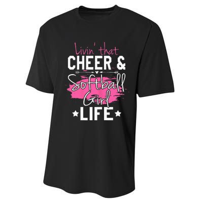 Funny Softball Cheer Lover Graphic Women Cheerleader Performance Sprint T-Shirt