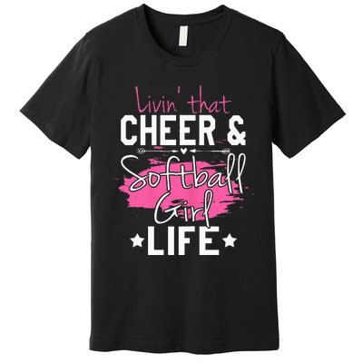 Funny Softball Cheer Lover Graphic Women Cheerleader Premium T-Shirt