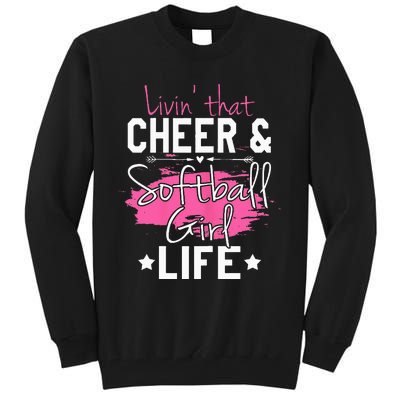 Funny Softball Cheer Lover Graphic Women Cheerleader Tall Sweatshirt