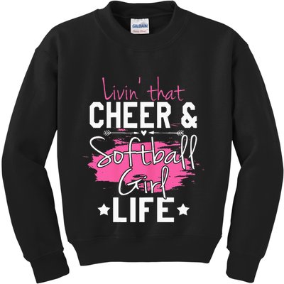 Funny Softball Cheer Lover Graphic Women Cheerleader Kids Sweatshirt